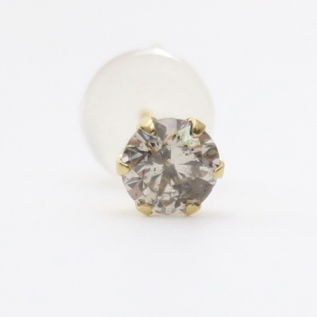 K18YG  天然ダイヤモンド0.2ct片耳ピアス　新品　ライトブラウン系 レディースのアクセサリー(ピアス)の商品写真