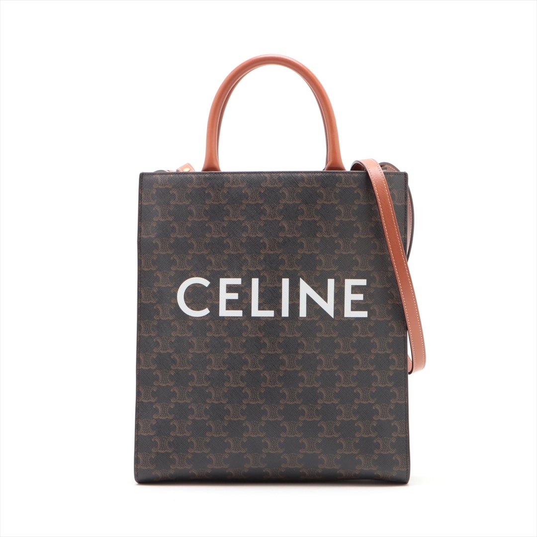 celine(セリーヌ)のセリーヌ バーティカルカバ PVC×レザー  ブラウン レディース トート レディースのバッグ(トートバッグ)の商品写真