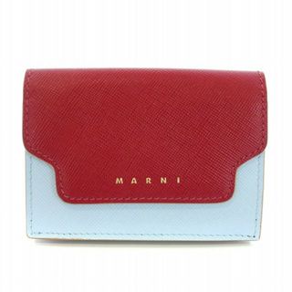 Marni - マルニ MARNI トリフォールド 三つ折り財布 レザー 赤 レッド 水色