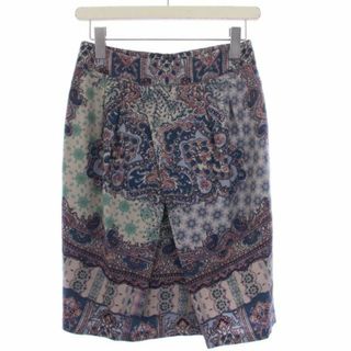 エトロ ETRO タイトスカート ひざ丈 総柄 ウール イタリア製 M 青 紫