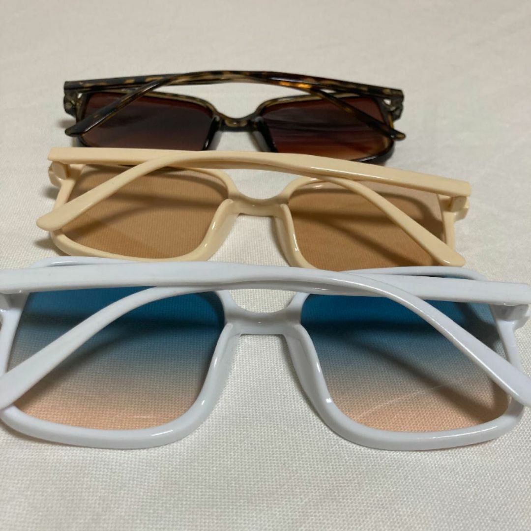 サングラス ブラウン スクエア型 カラーサングラス 大きめ アウトドア メンズのファッション小物(サングラス/メガネ)の商品写真