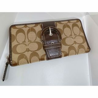 コーチ(COACH)の激安✨coach ラウンドファスナーシグネチャーブラウンコーチ長財布Cマーク(財布)