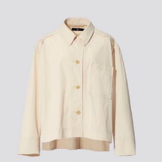 ユニクロ(UNIQLO)のUNIQLO +J オーバーサイズシャツジャケット（M）ナチュラル(ナイロンジャケット)