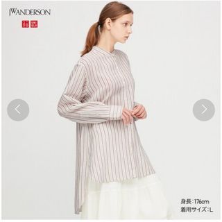 ユニクロ(UNIQLO)の[タグ付き][Mサイズ]JWAリネンブレンドスタンドカラーシャツ長袖(シャツ/ブラウス(長袖/七分))