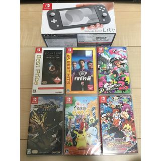 ニンテンドースイッチ(Nintendo Switch)のお得✨画面美品Switch Liteグレー本体一式＋ソフト6本セット✨(携帯用ゲーム機本体)