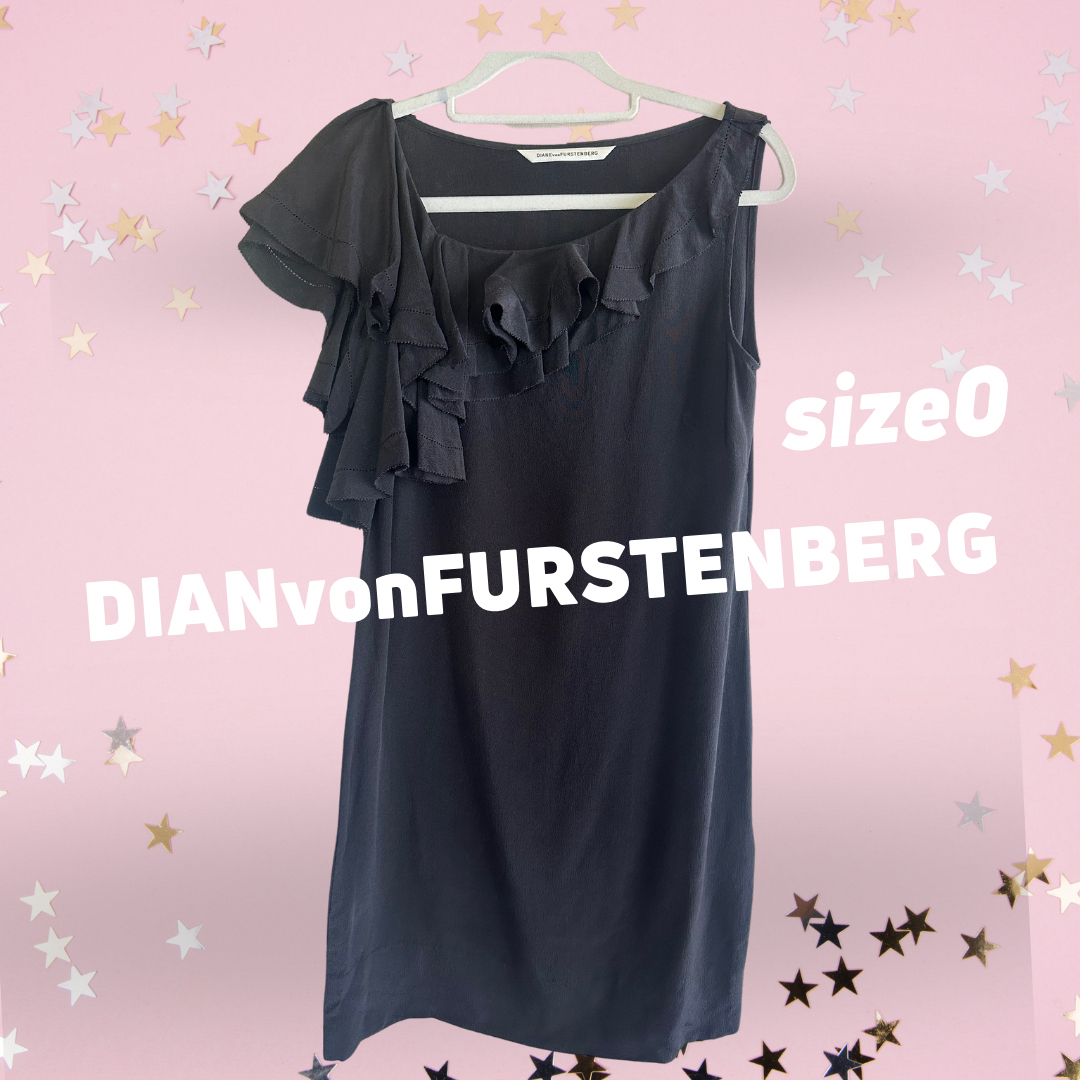 DIANE von FURSTENBERG(ダイアンフォンファステンバーグ)のダイアンフォンファステンバーグ 黒ワンピース レディースのワンピース(ひざ丈ワンピース)の商品写真