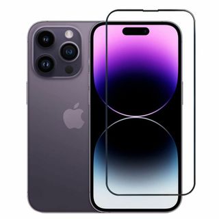 【特価商品】いphone14pro ガラスフィルム 【2枚セット】 高透過率 黒(その他)