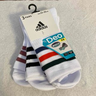 アディダス(adidas)の新品未使用　アディダス ワンポイント靴下（23〜25㎝）クルー靴下　3足セット(ソックス)