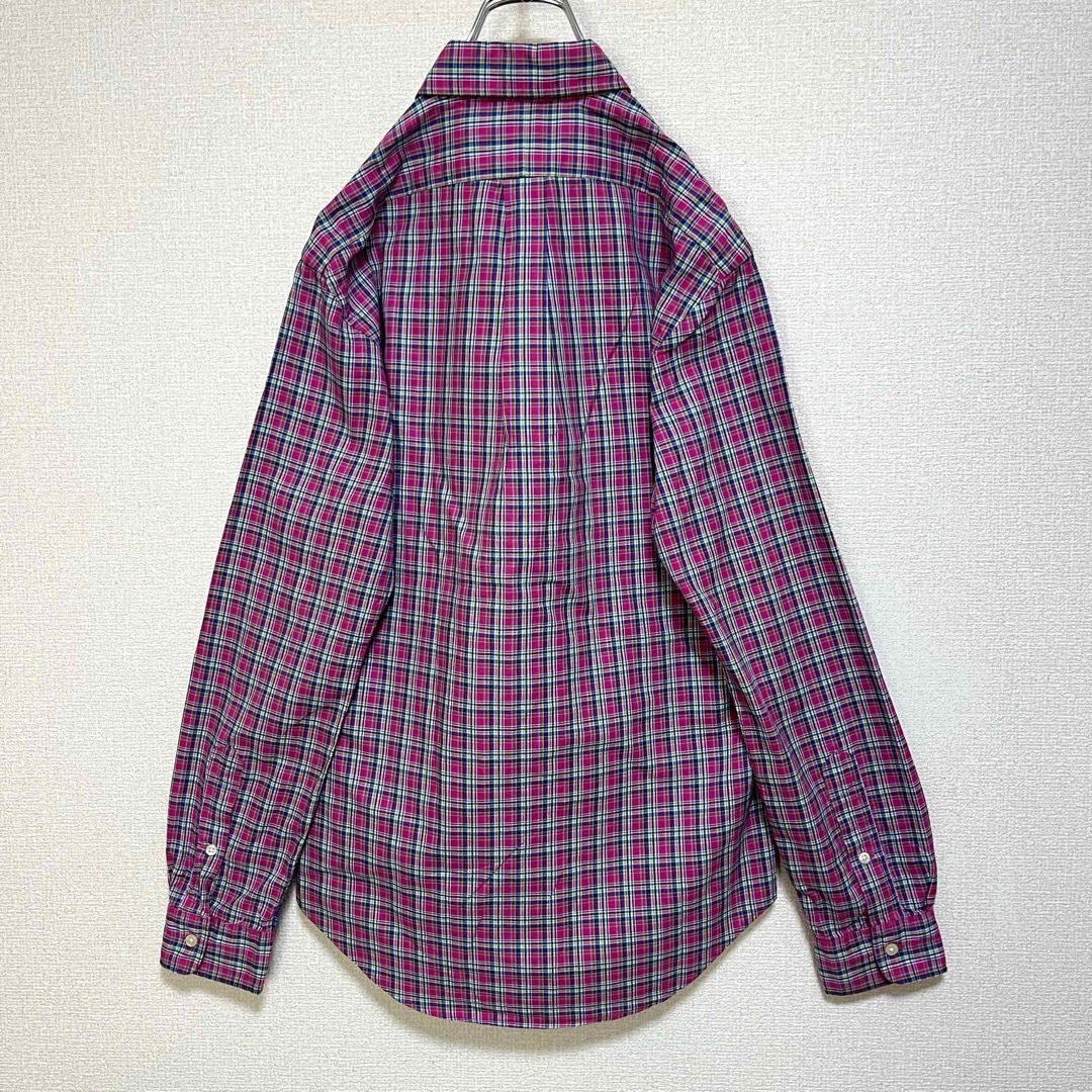 Ralph Lauren(ラルフローレン)の正規品 ラルフローレン ボタンダウンシャツ ピンク系チェック柄 紺ポニー刺繍 メンズのトップス(シャツ)の商品写真