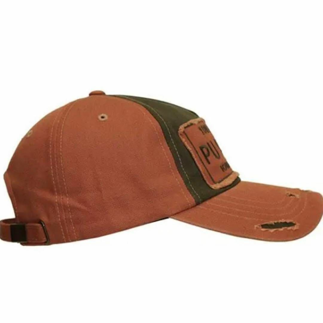 帽子 メンズ 男女兼用 コットンキャップ 99 ツートン カーキ＆オレンジ メンズの帽子(キャップ)の商品写真
