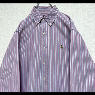 ラルフローレン(Ralph Lauren)のラルフローレン BDシャツ 長袖 ピンク ストライプ マルチカラーポニー刺繍 M(シャツ)