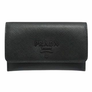 プラダ(PRADA)の極美品 プラダ PRADA ロゴ カードケース 二つ折り財布 サフィアーノレザー(名刺入れ/定期入れ)