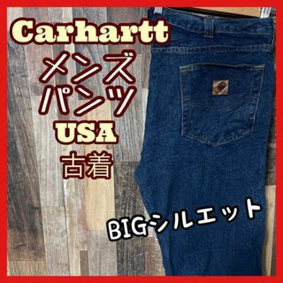 カーハート(carhartt)のカーハート メンズ ロゴ デニム ブルー XL 36 パンツ USA古着 90s(デニム/ジーンズ)