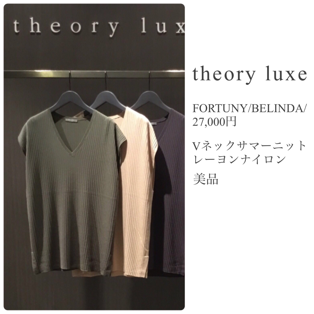 Theory luxe(セオリーリュクス)のセオリーリュクス【美品】Vネックサマーニット プリーツ リブ フレンチスリーブ レディースのトップス(ニット/セーター)の商品写真