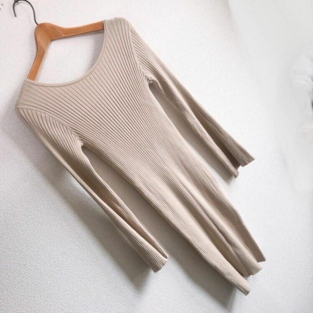 moussy(マウジー)のmoussy♡FLARE SLEEVE LONG KNIT♡フレアスリーブニット レディースのワンピース(ひざ丈ワンピース)の商品写真