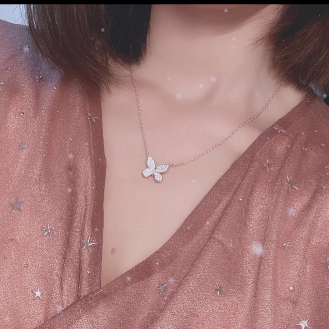 ロゴ有り✨パヴェミニバタフライダイヤモンドネックレス✨グラフ✨ レディースのアクセサリー(ネックレス)の商品写真