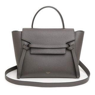 セリーヌ(celine)のセリーヌ ベルトバッグ マイクロ 2way ショルダー ハンドバッグ 斜め掛け グレインカーフスキン レザー グレー ゴールド金具 189153ZVA CELINE（未使用保管品）(ハンドバッグ)