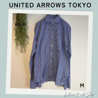 ユナイテッドアローズ(UNITED ARROWS)の美品》ユナイテッドアローズ トウキョウ　青白ギンガムチェック シャツM　男女兼用(シャツ)