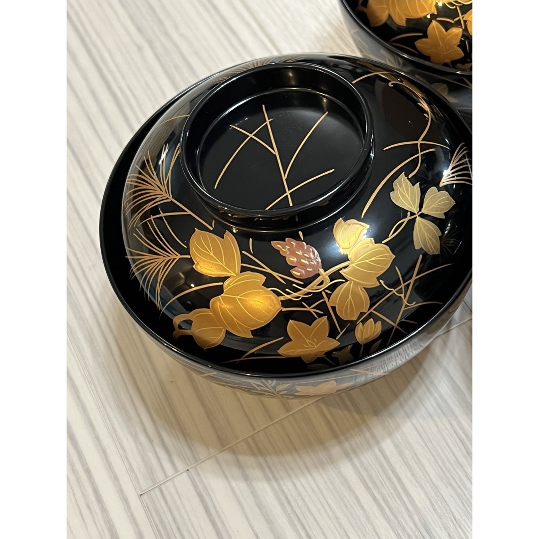 輪島塗 秋草蒔絵 煮物椀 5客 桐箱入 五客揃 蒔絵 漆器 輪島塗 秋草蒔絵 煮物椀 5客 桐箱入 五客揃 蒔絵 漆器