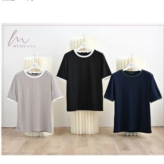 シマムラ(しまむら)の【新品未使用品】しまむら　mumu バイカラーリブプルオーバー　中薄橙(Tシャツ(半袖/袖なし))