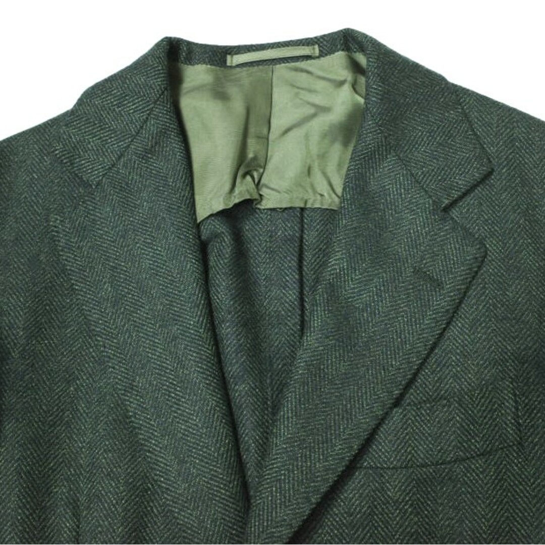 Brilla per il gusto(ブリッラペルイルグースト)のBrilla per il gusto ブリッラ ペル イルグスト 日本製 LORO PIANA GREEN HERRINGBORN JACKET ロロピアーナ ヘリンボーンジャケット 24-16-1474-015 42 Dk.Green BEAMS 定価99,000円 アウター【中古】【Brilla per il gusto】 メンズのジャケット/アウター(テーラードジャケット)の商品写真