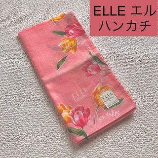 ELLE - ELLE エル　 ハンカチ　レディース チューリップ柄　ピンク　花柄　春