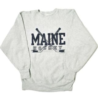 チャンピオン(Champion)のChampion チャンピオン アメリカ製 90s トリコ 刺繍タグ MAINE HOCKEY ヴィンテージ リバースウィーブスウェット 目あり XL グレー トレーナー MADE IN USA REVERSE WEAVE BLACK BEARS トップス【中古】【Champion】(スウェット)