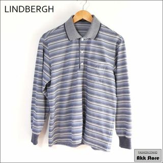 LINDBERGH メンズ トップス 長袖 ボーダー ポロシャツ M(ポロシャツ)