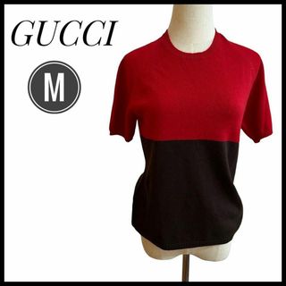 グッチ(Gucci)の【美品】　GUCCI Tシャツ　サマーニット　半袖　　カシミア　Mサイズ　赤 (ニット/セーター)