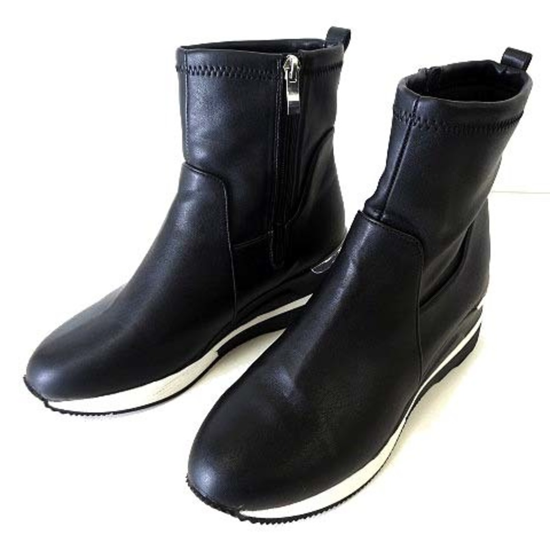 Fin(フィン)のフィン Fin ブーツ ショートブーツ 厚底 24.5cm 黒 ブラック 靴 レディースの靴/シューズ(ブーツ)の商品写真
