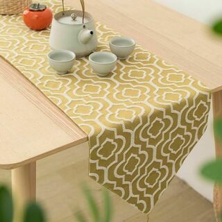 テーブルランナー 厚手 モロッカン 高級感 オシャレ テーブルクロス 黄色 上品(テーブル用品)