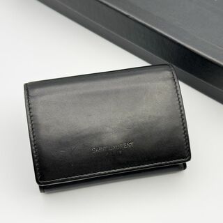 サンローラン(Saint Laurent)の【極美品】サンローラン　折財布　コンパクトウォレット　ブラック(財布)