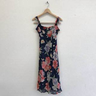 ラルフローレン(Ralph Lauren)の『美品』 RALPH LAUREN ラルフローレン  RN51050/CA08349 花柄ワンピース シルク ネイビー レディース【中古】(ロングワンピース/マキシワンピース)