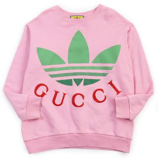 Gucci - 美品●GUCCI グッチ adidas アディダス 721361 トレフォイルロゴプリント トレーナー スウェット ピンク M イタリア製 正規品 メンズ