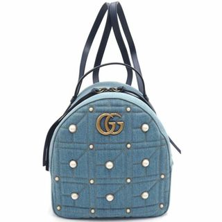 グッチ(Gucci)のグッチ バッグ GUCCI デニムxレザー GGマーモント リュックサック バッグパック ブルー レディース 476671 T-YJ06294(リュック/バックパック)