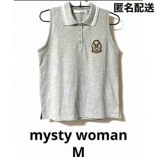 ミスティウーマン(mysty woman)の【mystywoman】ポロシャツ Mサイズ ノースリーブ グレ－ ゴルフウェア(ポロシャツ)