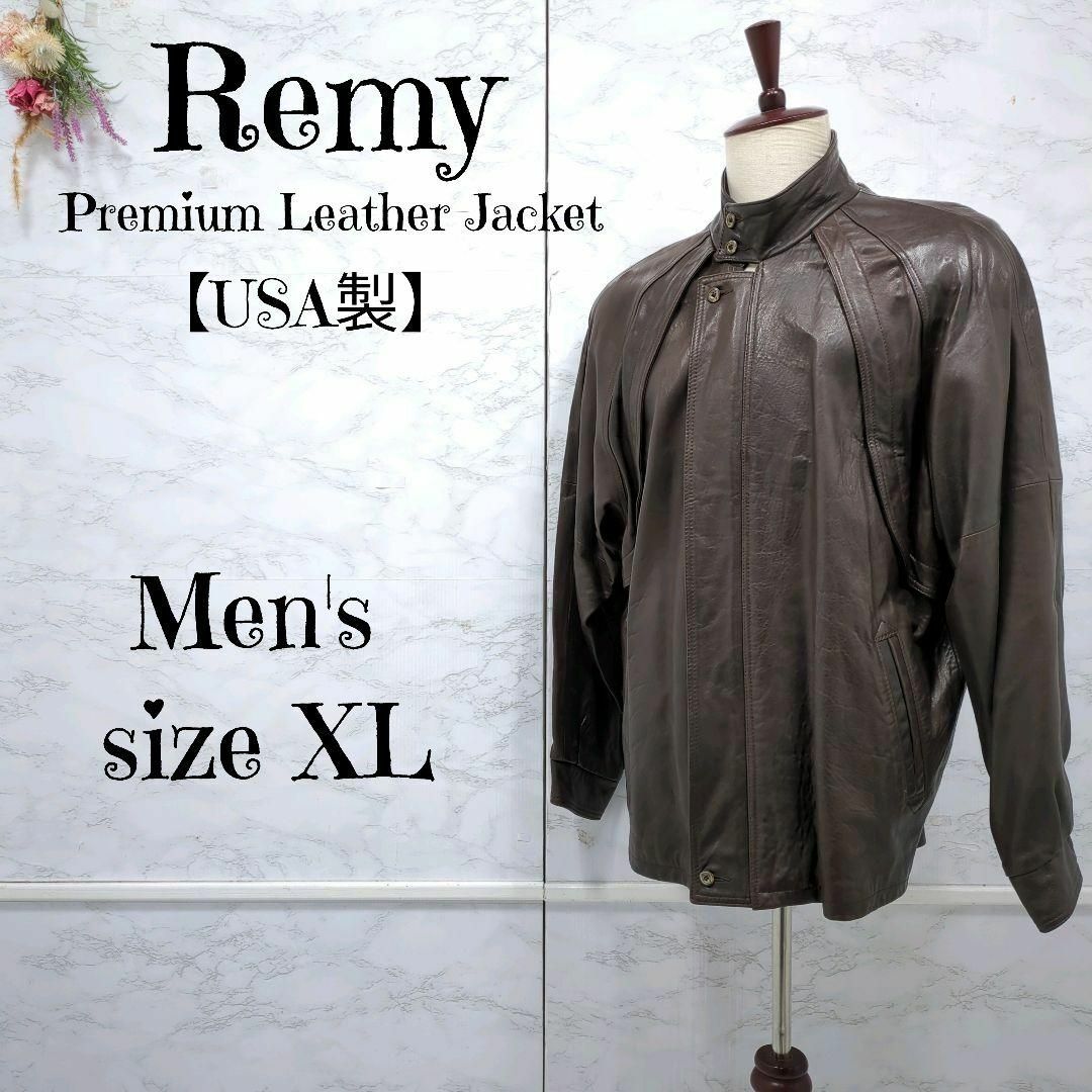 【Remy】アメリカ製リアルレザーライダースジャケット　ブラウン　40 メンズのジャケット/アウター(ライダースジャケット)の商品写真