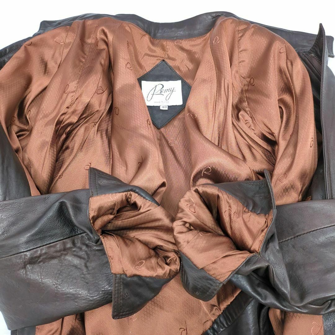 【Remy】アメリカ製リアルレザーライダースジャケット　ブラウン　40 メンズのジャケット/アウター(ライダースジャケット)の商品写真