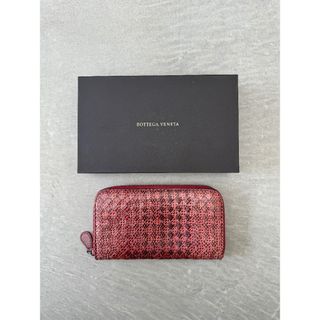 Bottega Veneta - ボッテガヴェネタ パイソン ラウンドジップ ウォレット レッド Bottega