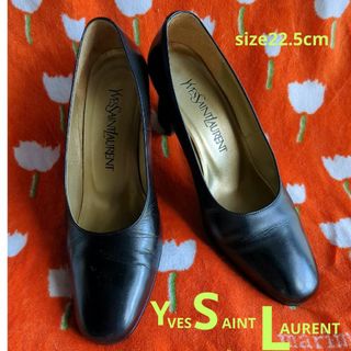 Yves Saint Laurent - イヴサンローラン　黒パンプス　size 22.5cm  太いヒール高さ6.5cm