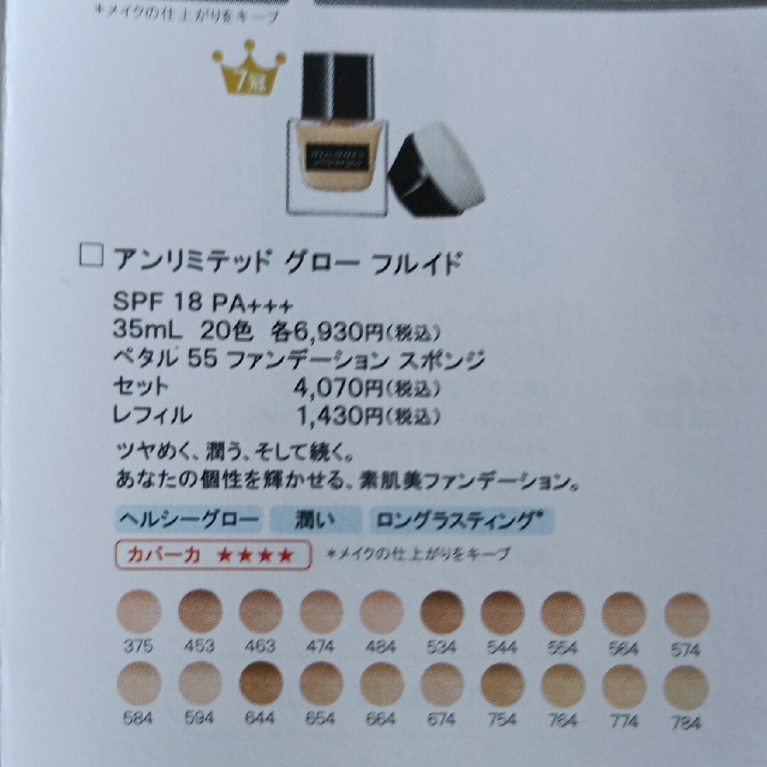 shu uemura(シュウウエムラ)のシュウウエムラ アンリミテッド グロー フルイド ファンデーション サンプル コスメ/美容のベースメイク/化粧品(ファンデーション)の商品写真