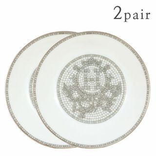 エルメス(Hermes)のエルメス クーペルプレート 小皿 醬油皿 ペア 2枚セット モザイク ヴァンキャトル Mosaique Au 24 Coupelle Plate プラチナ 新品 35086p2(食器)