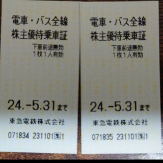東急電鉄　株主優待乗車証　2枚(鉄道乗車券)