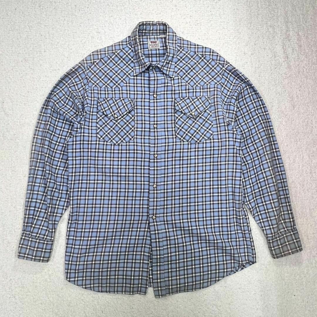 Levi's(リーバイス)のLevi's リーバイス チェックシャツ ネルシャツ アメカジ 青 長袖 メンズのトップス(Tシャツ/カットソー(七分/長袖))の商品写真