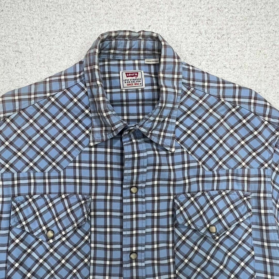 Levi's(リーバイス)のLevi's リーバイス チェックシャツ ネルシャツ アメカジ 青 長袖 メンズのトップス(Tシャツ/カットソー(七分/長袖))の商品写真