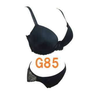 G85/LL・ブラック　モールドカップ シームレスTシャツブラジャー＆ショーツ(ブラ&ショーツセット)