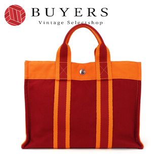 エルメス(Hermes)の【中古】 エルメス トートバッグ フールトゥPM キャンバス オレンジ ボルドー シルバー金具 フレンチフェスティバル 2002年 ハワイ限定 レディース メンズ HERMES(トートバッグ)