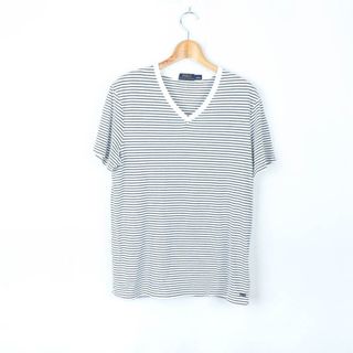 POLO RALPH LAUREN - ポロ・ラルフローレン 半袖Tシャツ トップス カットソー ボーダー Vネック メンズ Lサイズ ホワイト ブラック POLO RALPH LAUREN