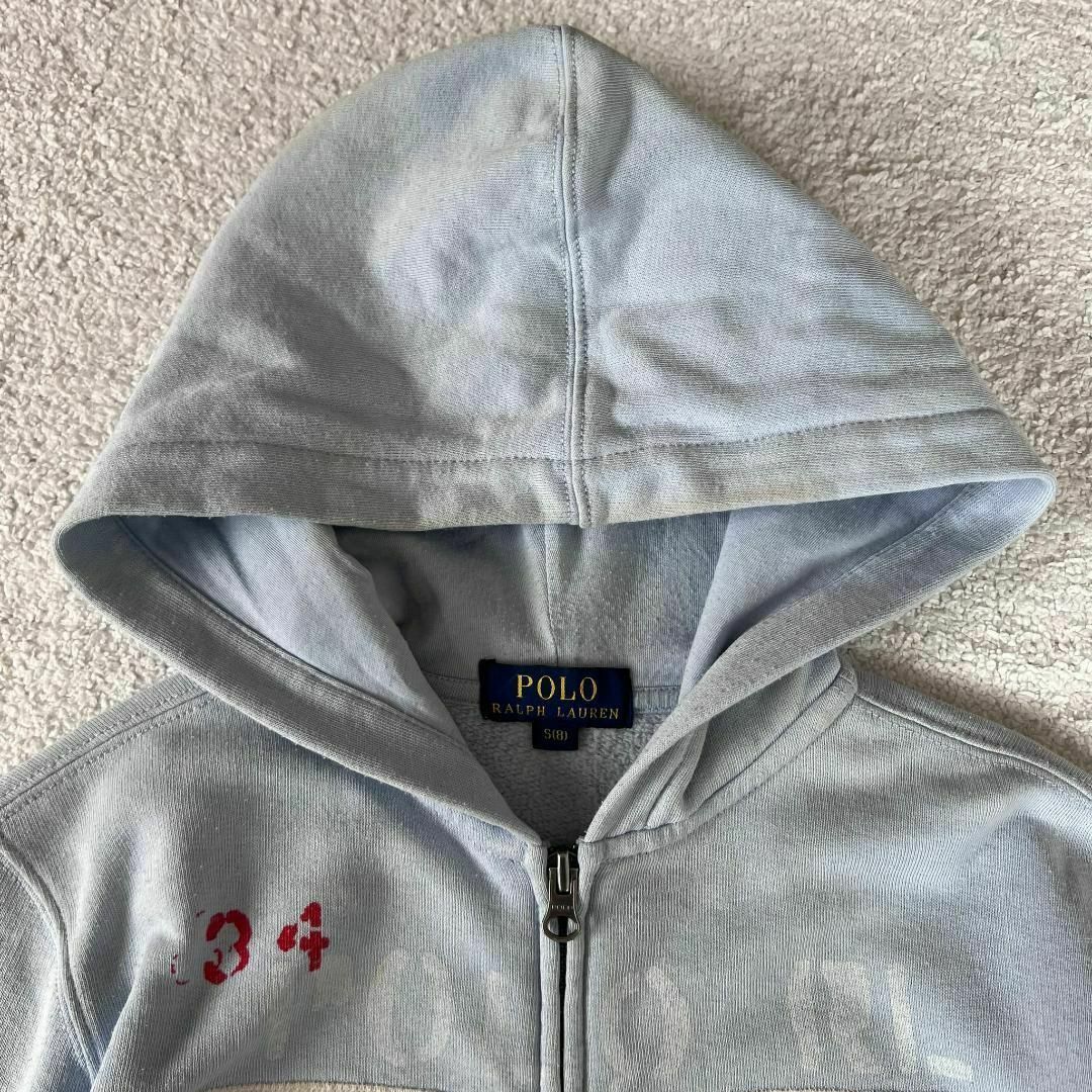 polo ralph lauren キッズ パーカー ワッペン 水色 140 S