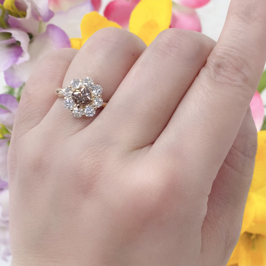 【JC5594】K18 天然ブラウンダイヤモンド ダイヤモンド リング レディースのアクセサリー(リング(指輪))の商品写真